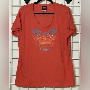 Harley Davidson "Luscious" Chili Orange T-shirt Size 2XL Red Rock Las Vegas